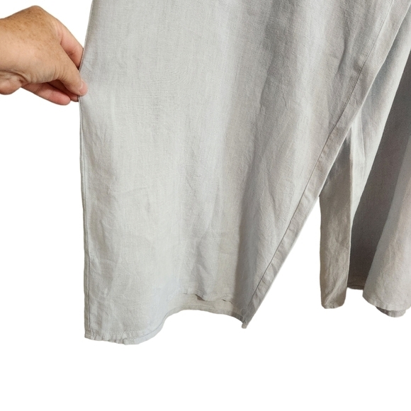 FLAX 100% Linen Light Blue Wide Leg Pants, sz Large High Rise - Picture 4 of 7